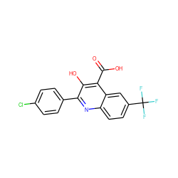 O=C(O)c1c(O)c(-c2ccc(Cl)cc2)nc2ccc(C(F)(F)F)cc12 ZINC000034803349