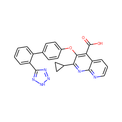 O=C(O)c1c(Oc2ccc(-c3ccccc3-c3nn[nH]n3)cc2)c(C2CC2)nc2ncccc12 ZINC000029570128