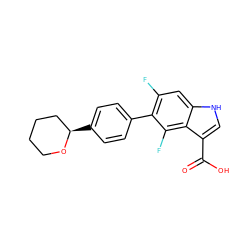 O=C(O)c1c[nH]c2cc(F)c(-c3ccc([C@@H]4CCCCO4)cc3)c(F)c12 ZINC000205355065