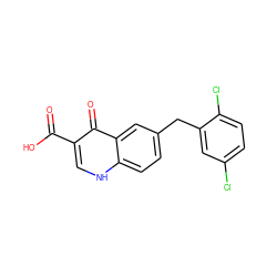 O=C(O)c1c[nH]c2ccc(Cc3cc(Cl)ccc3Cl)cc2c1=O ZINC000043018916