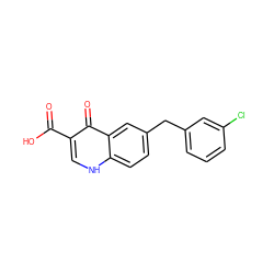 O=C(O)c1c[nH]c2ccc(Cc3cccc(Cl)c3)cc2c1=O ZINC000042921656