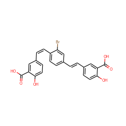 O=C(O)c1cc(/C=C\c2ccc(/C=C/c3ccc(O)c(C(=O)O)c3)cc2Br)ccc1O ZINC000026386591