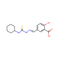 O=C(O)c1cc(/C=N/NC(=S)NC2CCCCC2)ccc1O ZINC000028705983