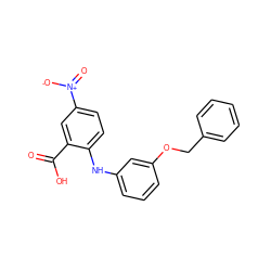 O=C(O)c1cc([N+](=O)[O-])ccc1Nc1cccc(OCc2ccccc2)c1 ZINC000084704871