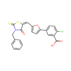 O=C(O)c1cc(-c2ccc(/C=C3/SC(=S)N(Cc4ccccc4)C3=O)o2)ccc1Cl ZINC000007018722