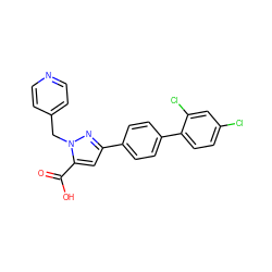 O=C(O)c1cc(-c2ccc(-c3ccc(Cl)cc3Cl)cc2)nn1Cc1ccncc1 ZINC000013534805