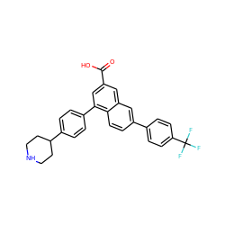 O=C(O)c1cc(-c2ccc(C3CCNCC3)cc2)c2ccc(-c3ccc(C(F)(F)F)cc3)cc2c1 ZINC000043205372