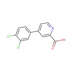 O=C(O)c1cc(-c2ccc(Cl)c(Cl)c2)ccn1 ZINC000065348611