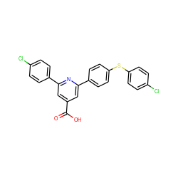 O=C(O)c1cc(-c2ccc(Cl)cc2)nc(-c2ccc(Sc3ccc(Cl)cc3)cc2)c1 ZINC000029409637