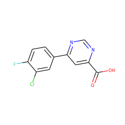 O=C(O)c1cc(-c2ccc(F)c(Cl)c2)ncn1 ZINC000082327090