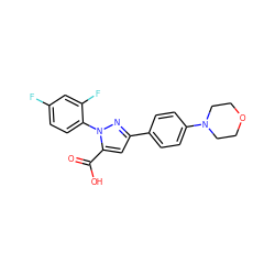 O=C(O)c1cc(-c2ccc(N3CCOCC3)cc2)nn1-c1ccc(F)cc1F ZINC000005694486