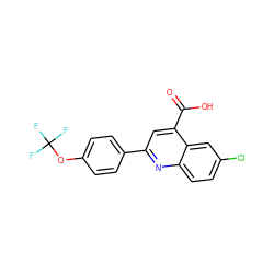 O=C(O)c1cc(-c2ccc(OC(F)(F)F)cc2)nc2ccc(Cl)cc12 ZINC000096270337