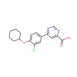 O=C(O)c1cc(-c2ccc(OC3CCCCC3)c(Cl)c2)ncn1 ZINC000299856830