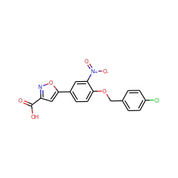 O=C(O)c1cc(-c2ccc(OCc3ccc(Cl)cc3)c([N+](=O)[O-])c2)on1 ZINC000049803649