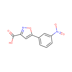 O=C(O)c1cc(-c2cccc([N+](=O)[O-])c2)on1 ZINC000013776362