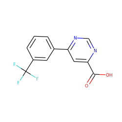 O=C(O)c1cc(-c2cccc(C(F)(F)F)c2)ncn1 ZINC000117587215