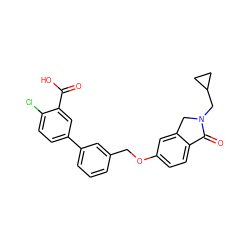 O=C(O)c1cc(-c2cccc(COc3ccc4c(c3)CN(CC3CC3)C4=O)c2)ccc1Cl ZINC000066113085