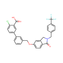 O=C(O)c1cc(-c2cccc(COc3ccc4c(c3)CN(Cc3ccc(C(F)(F)F)cc3)C4=O)c2)ccc1Cl ZINC000066100195