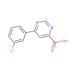 O=C(O)c1cc(-c2cccc(Cl)c2)ncn1 ZINC000068198188