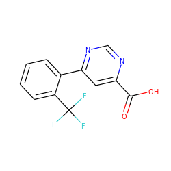 O=C(O)c1cc(-c2ccccc2C(F)(F)F)ncn1 ZINC000117588398