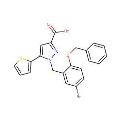 O=C(O)c1cc(-c2cccs2)n(Cc2cc(Br)ccc2OCc2ccccc2)n1 ZINC000040568232