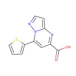 O=C(O)c1cc(-c2cccs2)n2nccc2n1 ZINC000063539266