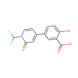 O=C(O)c1cc(-c2ccn(C(F)F)c(=O)c2)ccc1O ZINC000045299088