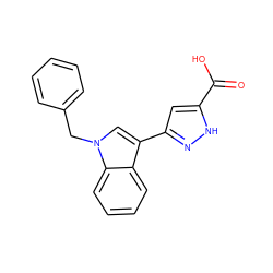 O=C(O)c1cc(-c2cn(Cc3ccccc3)c3ccccc23)n[nH]1 ZINC000084687381