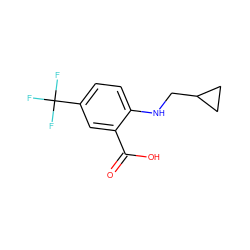 O=C(O)c1cc(C(F)(F)F)ccc1NCC1CC1 ZINC000054527185