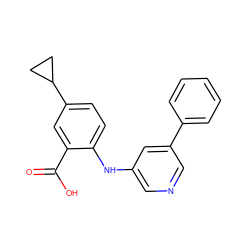 O=C(O)c1cc(C2CC2)ccc1Nc1cncc(-c2ccccc2)c1 ZINC000113898618