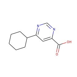 O=C(O)c1cc(C2CCCCC2)ncn1 ZINC000107147496