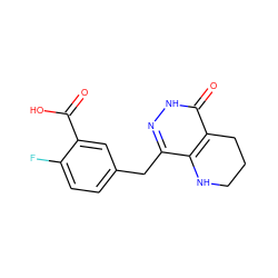 O=C(O)c1cc(Cc2n[nH]c(=O)c3c2NCCC3)ccc1F ZINC000140838323