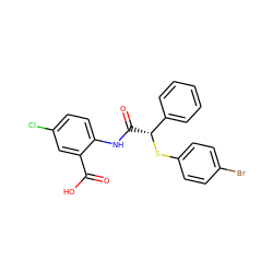 O=C(O)c1cc(Cl)ccc1NC(=O)[C@@H](Sc1ccc(Br)cc1)c1ccccc1 ZINC000096283162