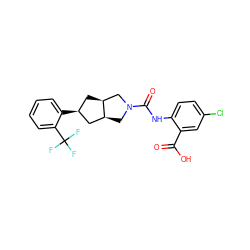 O=C(O)c1cc(Cl)ccc1NC(=O)N1C[C@H]2C[C@@H](c3ccccc3C(F)(F)F)C[C@H]2C1 ZINC000299841430