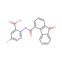 O=C(O)c1cc(Cl)ccc1NC(=O)c1cccc2c1-c1ccccc1C2=O ZINC000013677462