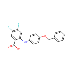 O=C(O)c1cc(F)c(F)cc1Nc1ccc(OCc2ccccc2)cc1 ZINC000084706787