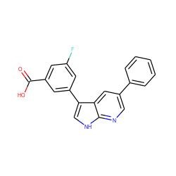 O=C(O)c1cc(F)cc(-c2c[nH]c3ncc(-c4ccccc4)cc23)c1 ZINC001772647961