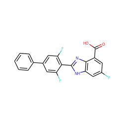 O=C(O)c1cc(F)cc2[nH]c(-c3c(F)cc(-c4ccccc4)cc3F)nc12 ZINC000113981874