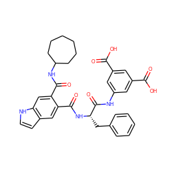 O=C(O)c1cc(NC(=O)[C@H](Cc2ccccc2)NC(=O)c2cc3cc[nH]c3cc2C(=O)NC2CCCCCC2)cc(C(=O)O)c1 ZINC000028965280