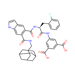 O=C(O)c1cc(NC(=O)[C@H](Cc2ccccc2F)NC(=O)c2cc3cc[nH]c3cc2C(=O)NCC23CC4CC(CC(C4)C2)C3)cc(C(=O)O)c1 ZINC000003932541