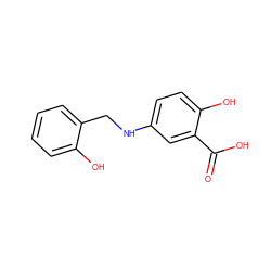 O=C(O)c1cc(NCc2ccccc2O)ccc1O ZINC000013732187