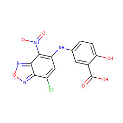 O=C(O)c1cc(Nc2cc(Cl)c3nonc3c2[N+](=O)[O-])ccc1O ZINC000003882643