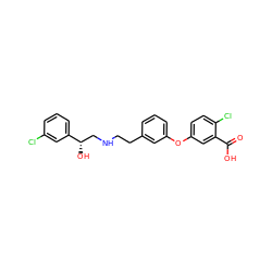 O=C(O)c1cc(Oc2cccc(CCNC[C@H](O)c3cccc(Cl)c3)c2)ccc1Cl ZINC000045484075