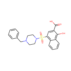 O=C(O)c1cc(S(=O)(=O)N2CCN(Cc3ccccc3)CC2)c2ccccc2c1O ZINC000653737673