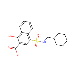 O=C(O)c1cc(S(=O)(=O)NCC2CCCCC2)c2ccccc2c1O ZINC000653731206