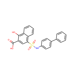 O=C(O)c1cc(S(=O)(=O)Nc2ccc(-c3ccccc3)cc2)c2ccccc2c1O ZINC000653726169