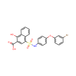 O=C(O)c1cc(S(=O)(=O)Nc2ccc(Oc3cccc(Br)c3)cc2)c2ccccc2c1O ZINC000653737390