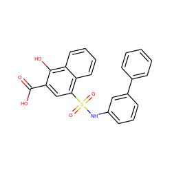 O=C(O)c1cc(S(=O)(=O)Nc2cccc(-c3ccccc3)c2)c2ccccc2c1O ZINC000653726148