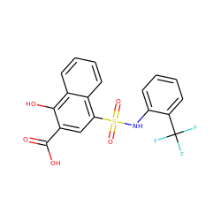 O=C(O)c1cc(S(=O)(=O)Nc2ccccc2C(F)(F)F)c2ccccc2c1O ZINC000653726130