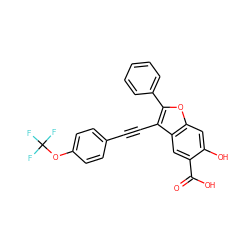 O=C(O)c1cc2c(C#Cc3ccc(OC(F)(F)F)cc3)c(-c3ccccc3)oc2cc1O ZINC000095597206